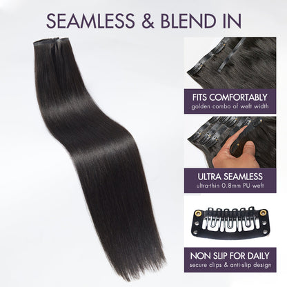 100% Human Hair 135g Seamless Clip-In Hair Extensions | Natural Volume & Length