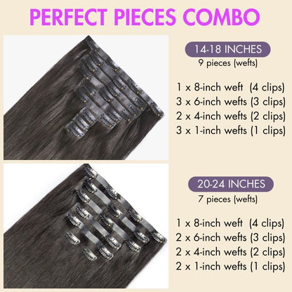 100% Human Hair 135g Seamless Clip-In Hair Extensions | Natural Volume & Length