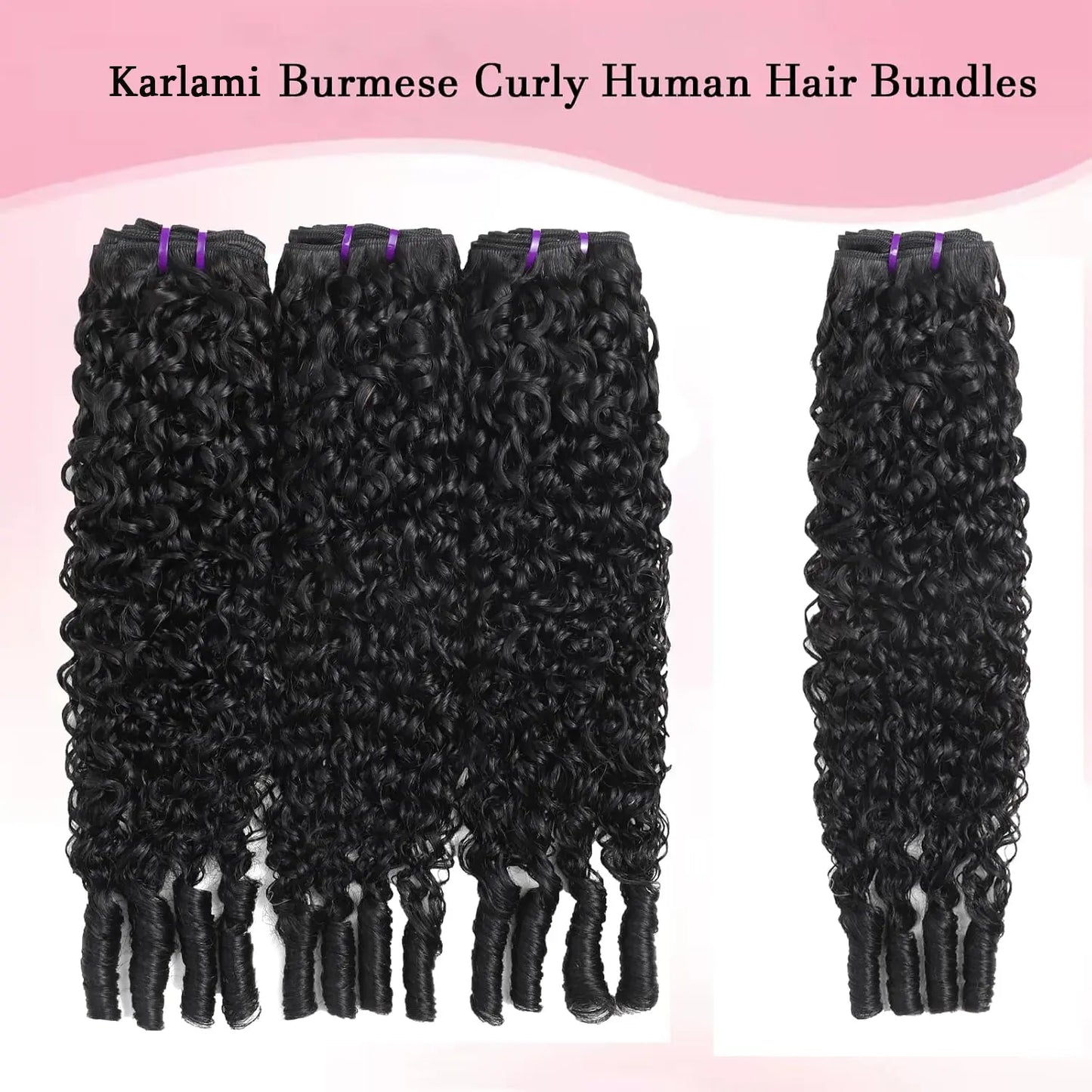 Karlami 12A Burmese Curly Human Hair Bundles Natural Black