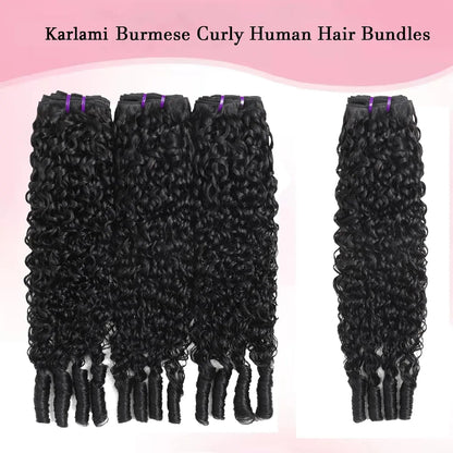 Karlami 12A Burmese Curly Human Hair Bundles Natural Black