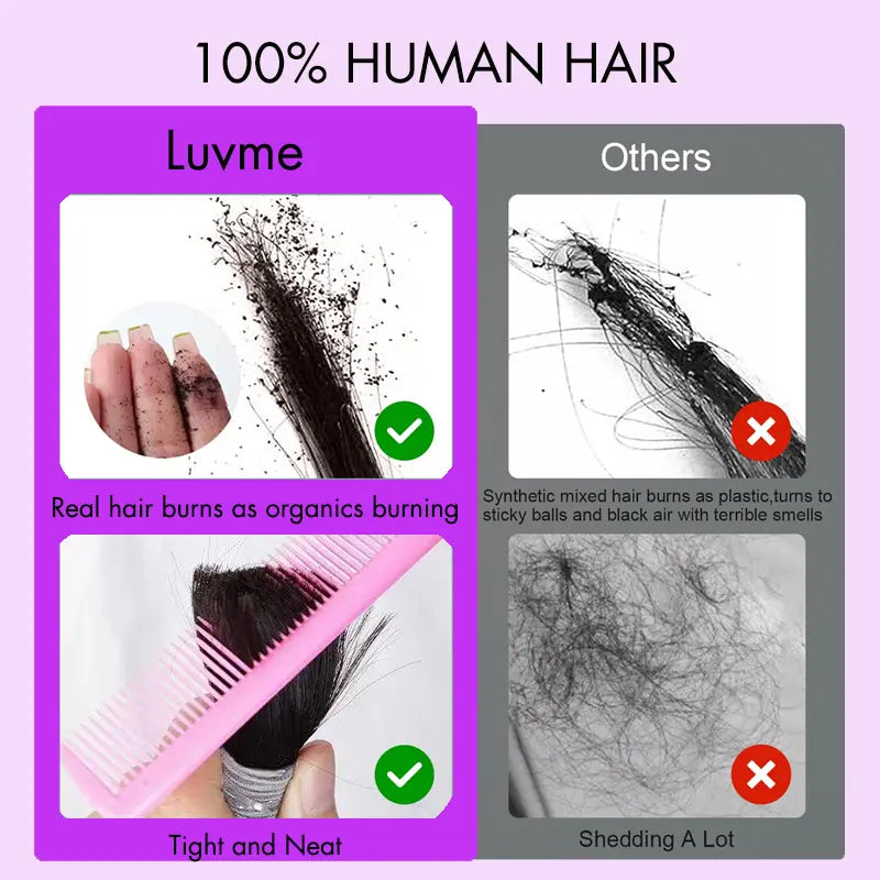 LUVME Seamless Virgin Human Hair Extensions - Various Textures