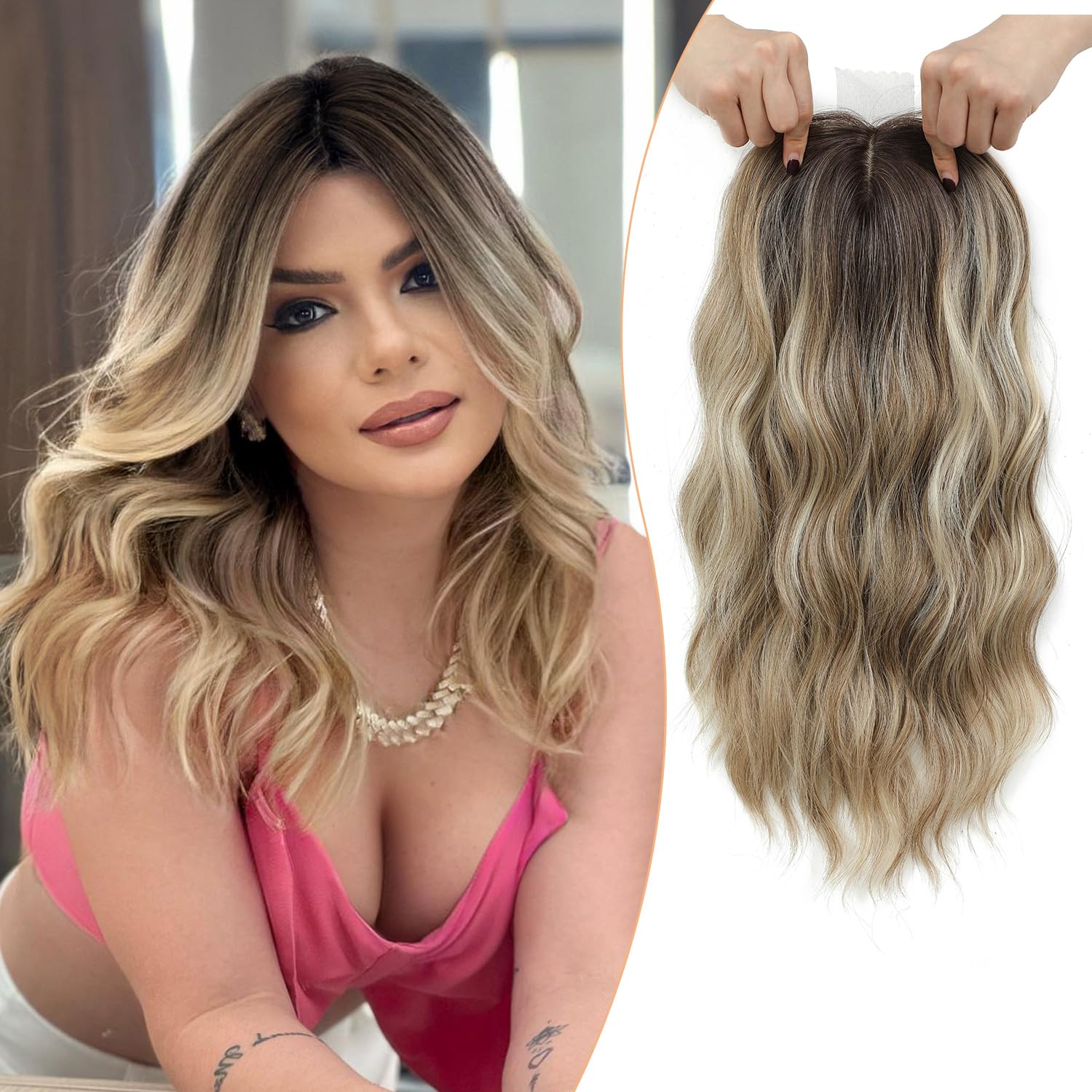 Dark Brown Root to Blonde Ombre with Highlights