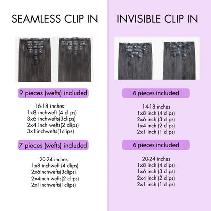 LUVME Seamless Virgin Human Hair Extensions - Various Textures