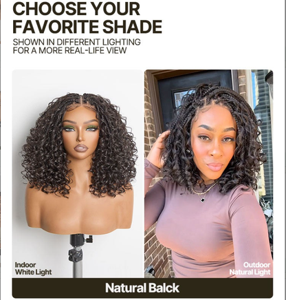 ✨13x6 HD Lace Wig Glueless Wear & Go 12” Boho Braids Water Wave Pre-Cut Lace Wig – Premium Fiber, Beginner Friendly