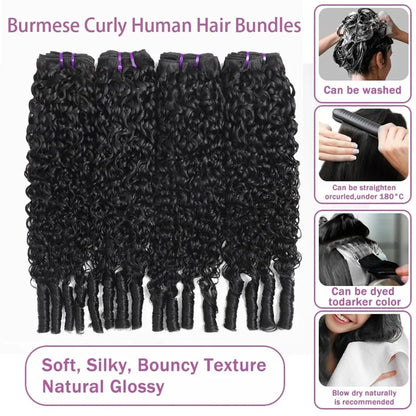Karlami 12A Burmese Curly Human Hair Bundles Natural Black