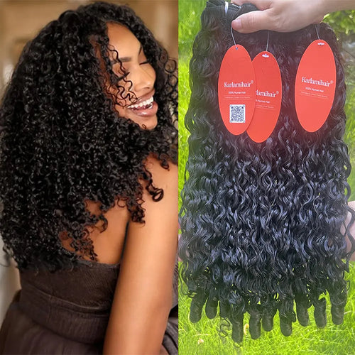 Karlami 12A Burmese Curly Human Hair Bundles Natural Black