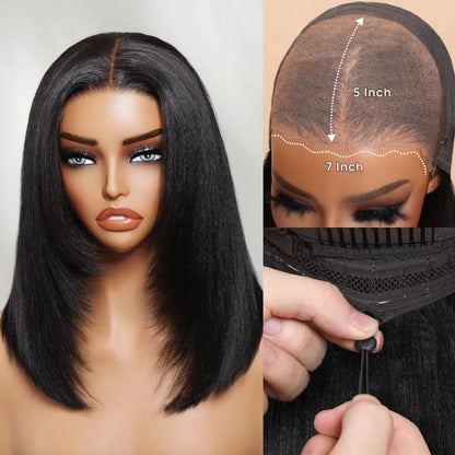 Glueless Yaki Straight Short Bob Wig - 7x5 HD Lace